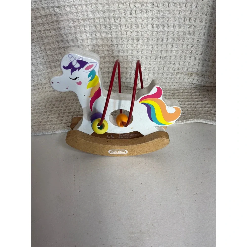 Wooden Toddler Little Tikes Unicorn Bead Maze Rocker Toy OS White Rainbow